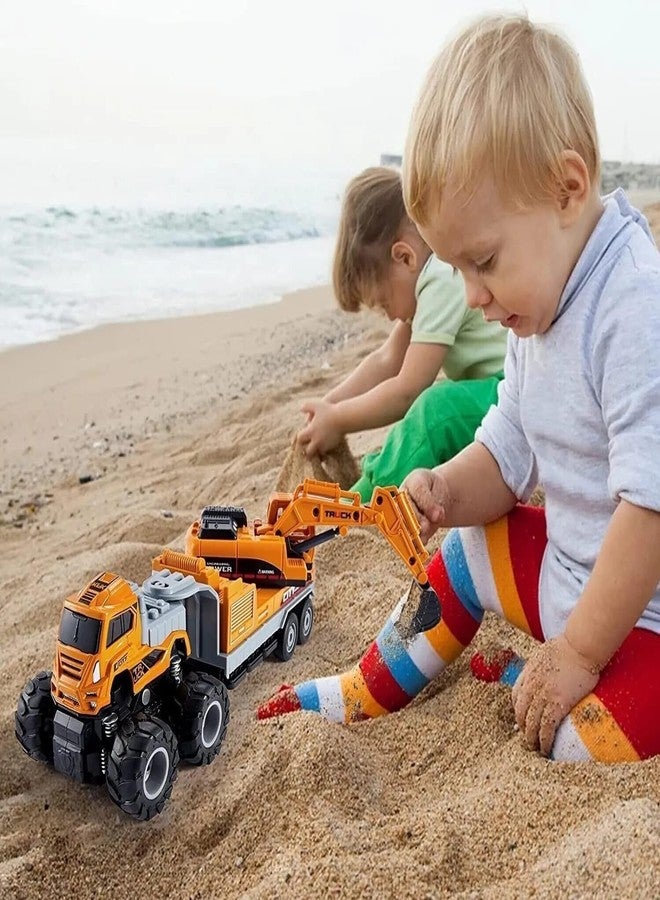 SELLFUN Diecast Excavator Truck Toy Durable Alloy Construction Bulldozer Toy Friction Powered Scale Truck for Kids Realistic Play and Collectible Model Unbreakable Design - Image 2